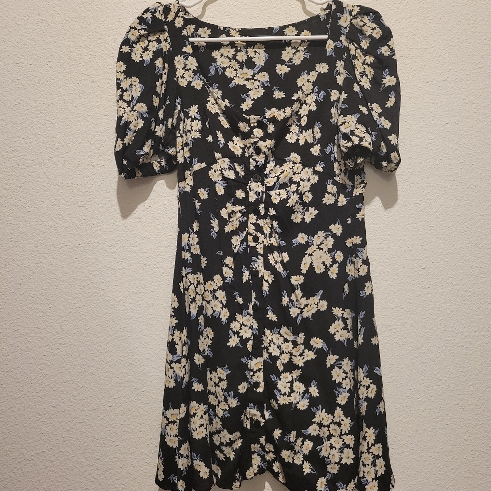 Zara flower print mini dress/w balloon arms